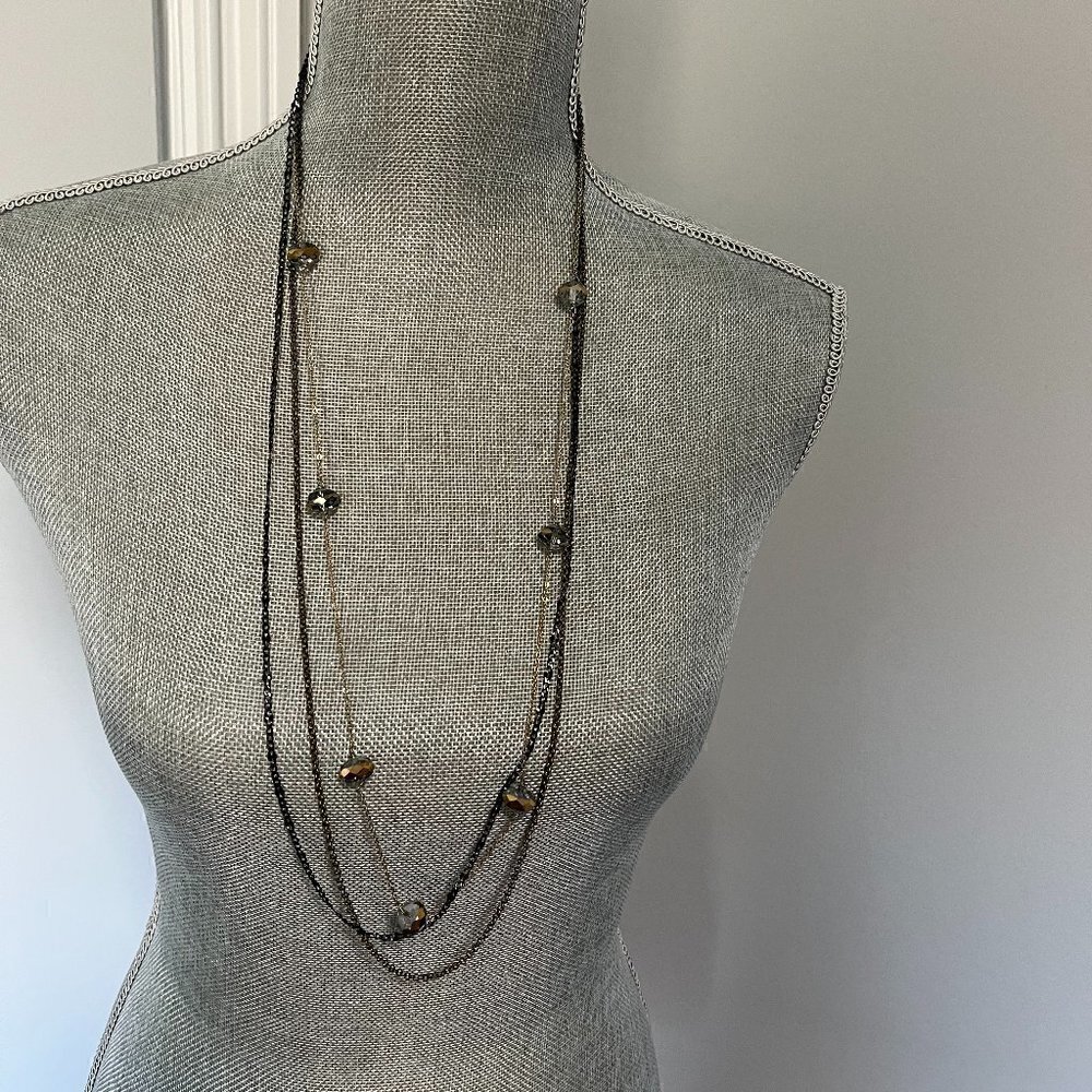 Black and Gold Long Statement Necklace- Great condition